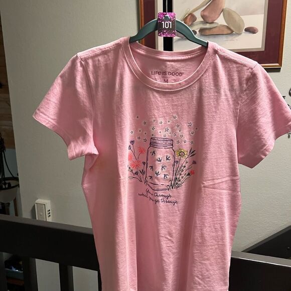 EUC Life is Good Pink Graphic T-Shirt “Grow through what you go through” #101 - Picture 6 of 6